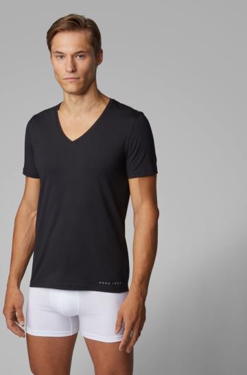 Koszulki BOSS Slim Fit Underwear Czarne Męskie (Pl35738)